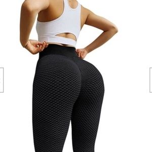 NEW Black M Women's Ruched High waist yoga pants